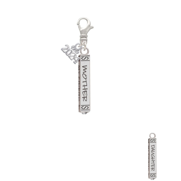 Delight Jewelry Silvertone Mother Daughter Friends Forever Bar Clip on Charm with Year 2024 Image 1