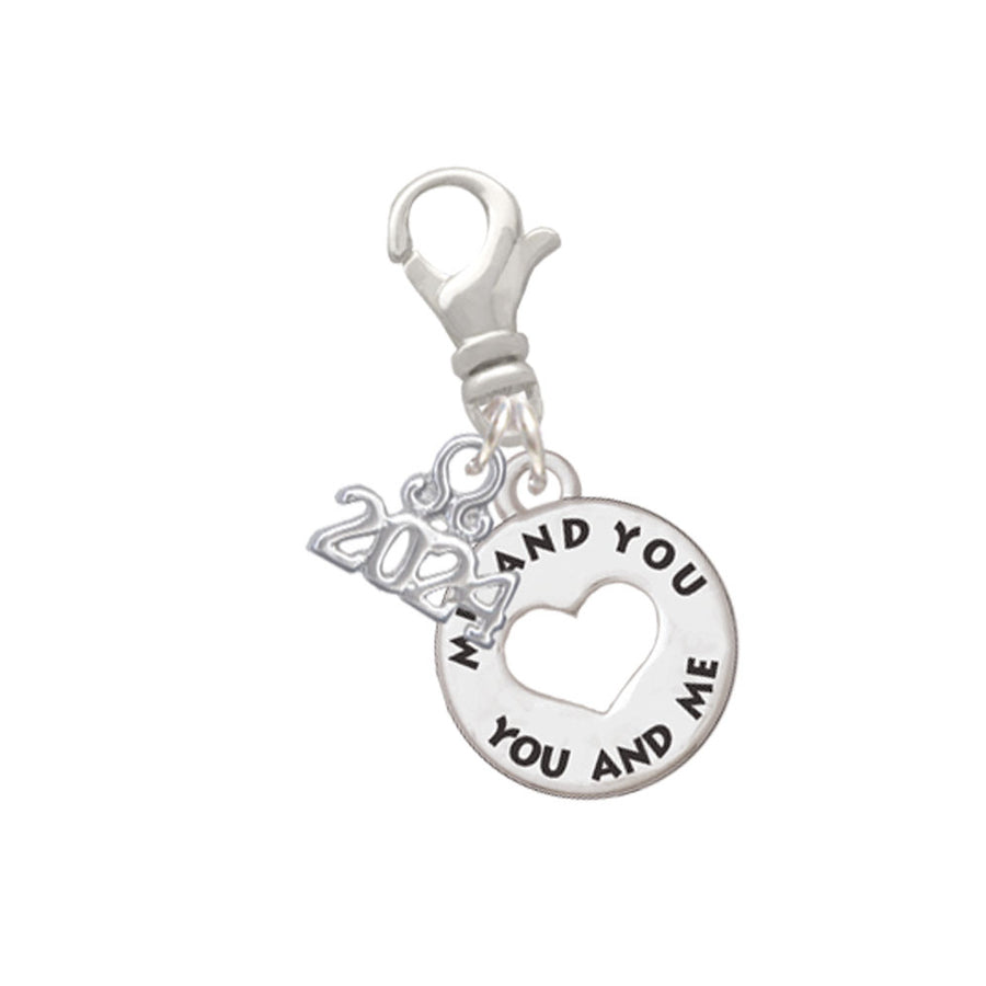 Delight Jewelry Silvertone You and Me Disc Clip on Charm with Year 2024 Image 1