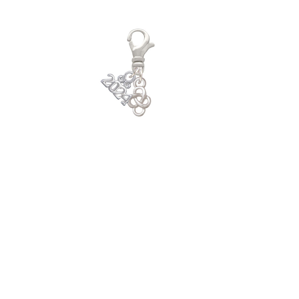Delight Jewelry Silvertone Mini Celtic Knot Clip on Charm with Year 2024 Image 2