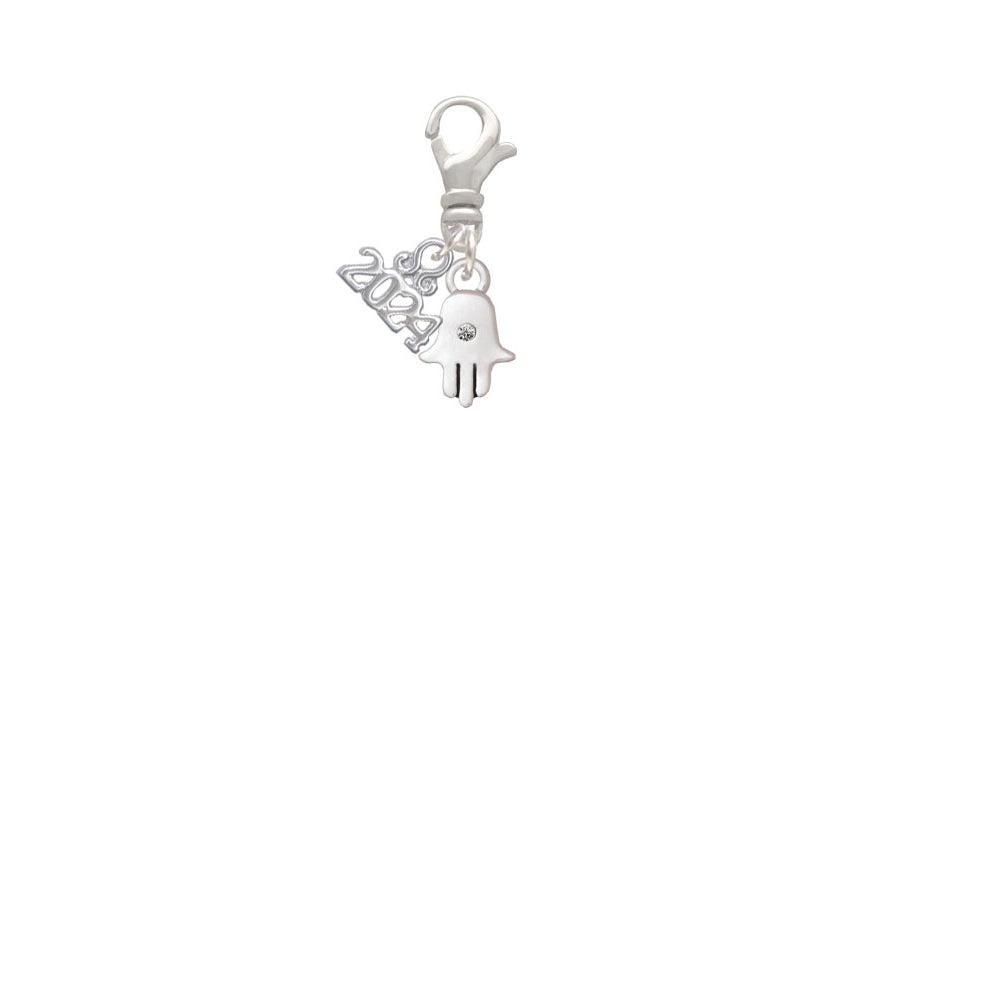 Delight Jewelry Silvertone Mini Hamsa Hand Clip on Charm with Year 2024 Image 2