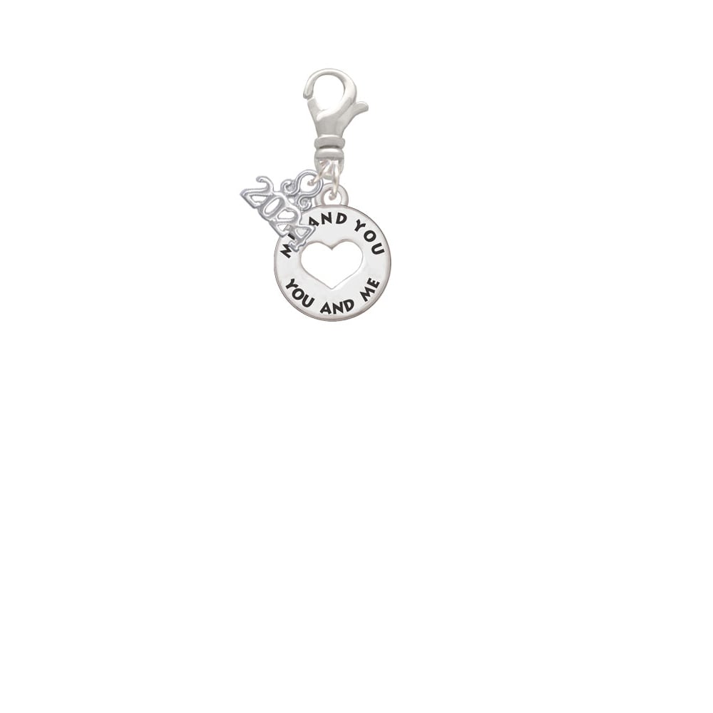 Delight Jewelry Silvertone You and Me Disc Clip on Charm with Year 2024 Image 2