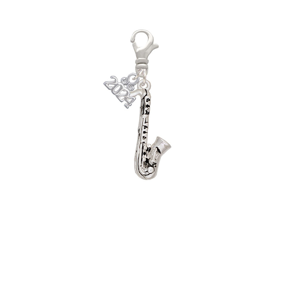 Delight Jewelry Silvertone Saxophone Clip on Charm with Year 2024 Image 2