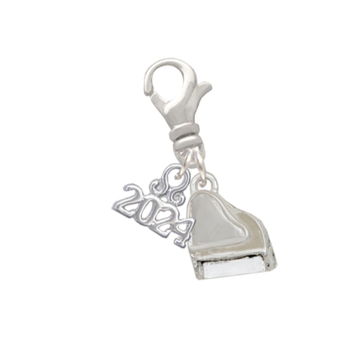Delight Jewelry Silvertone 3-D Grand Piano Clip on Charm with Year 2024 Image 1