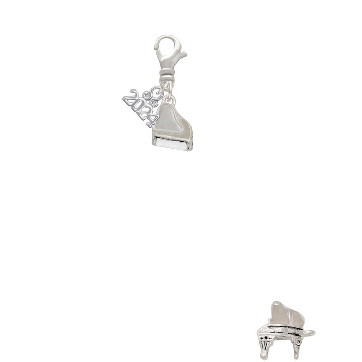 Delight Jewelry Silvertone 3-D Grand Piano Clip on Charm with Year 2024 Image 2