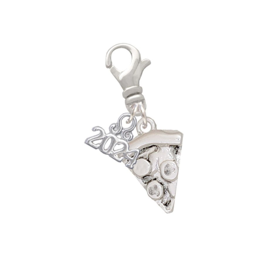 Delight Jewelry Silvertone Pizza Slice Clip on Charm with Year 2024 Image 1