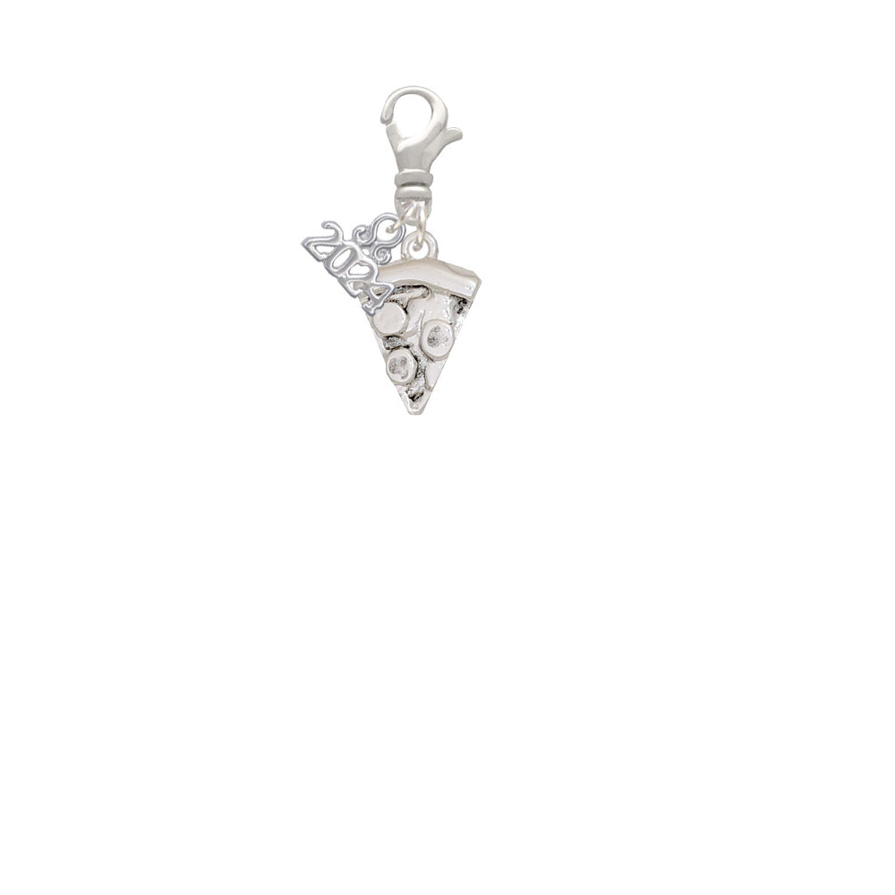 Delight Jewelry Silvertone Pizza Slice Clip on Charm with Year 2024 Image 2