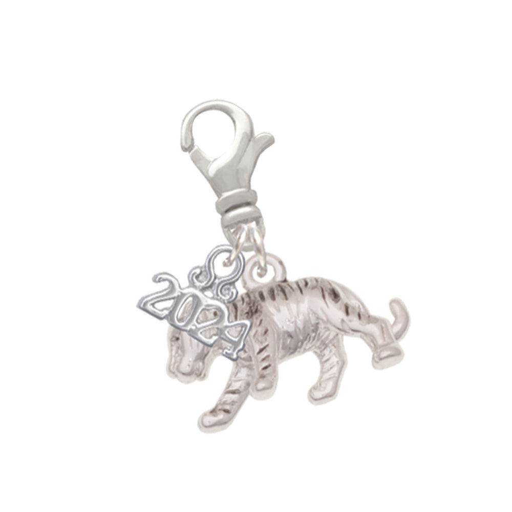 Delight Jewelry Silvertone Tiger Cub Clip on Charm with Year 2024 Image 1