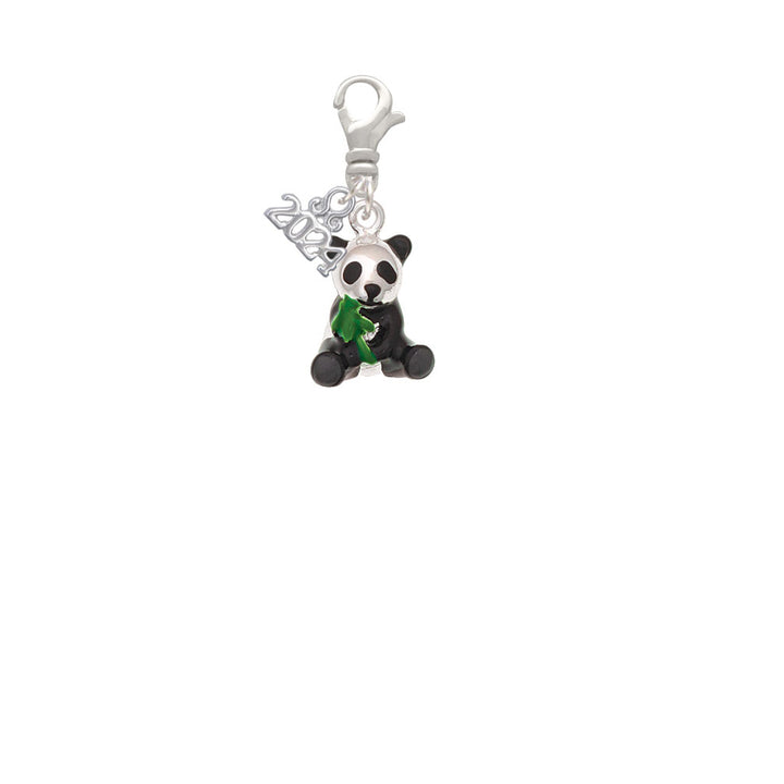 Delight Jewelry Silvertone Enamel Sitting Panda Clip on Charm with Year 2024 Image 2
