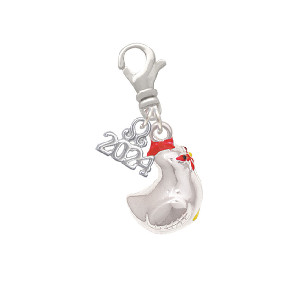 Delight Jewelry Silvertone Chicken 3-D Clip on Charm with Year 2024 Image 1