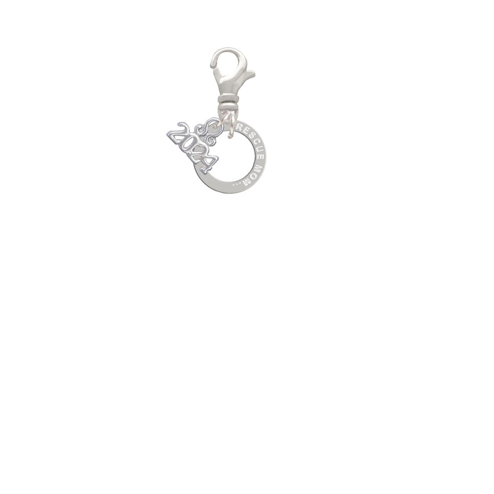 Delight Jewelry Silvertone Rescue Mom Infinity Ring Clip on Charm with Year 2024 Image 2