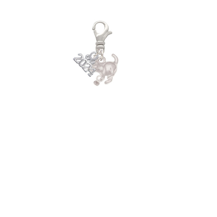 Delight Jewelry Silvertone Cat with Yarn Clip on Charm with Year 2024 Image 2