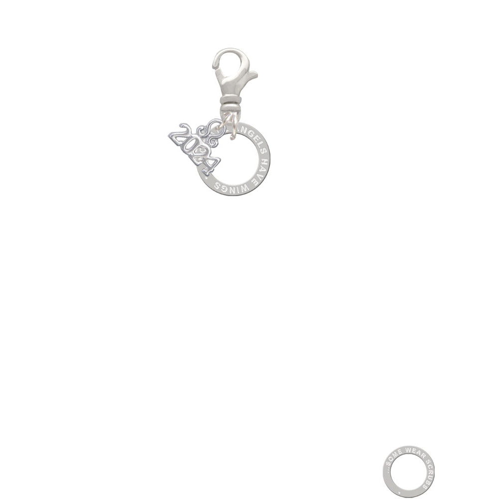 Delight Jewelry Silvertone Not All Angels Have Wings Eternity Ring Clip on Charm with Year 2024 Image 2