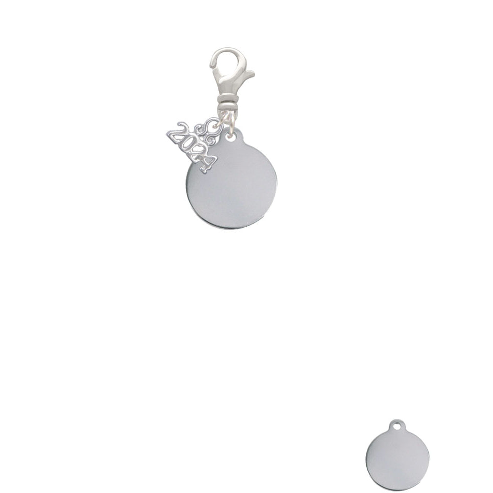 Delight Jewelry Stainless Steel Disc Clip on Charm with Year 2024 Image 2