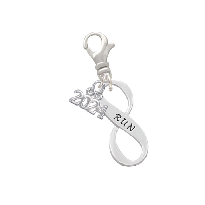 Delight Jewelry Silvertone Run Infinity Sign Clip on Charm with Year 2024 Image 1