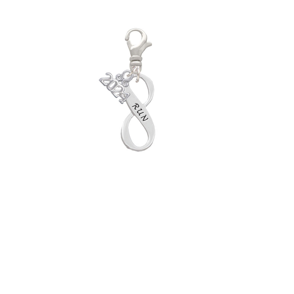 Delight Jewelry Silvertone Run Infinity Sign Clip on Charm with Year 2024 Image 2
