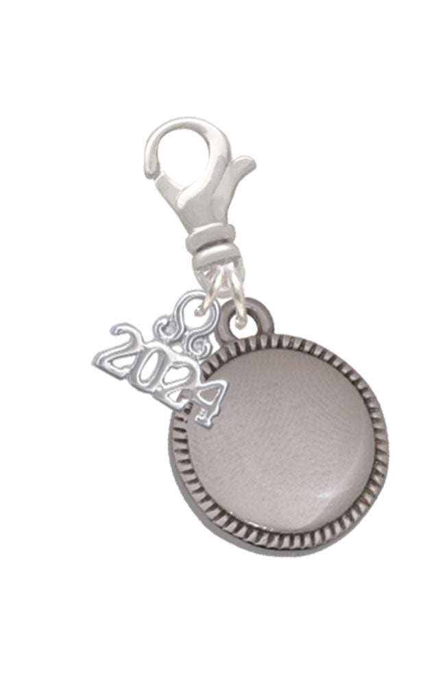 Delight Jewelry Stainless Steel Disc with Border Clip on Charm with Year 2024 Image 1
