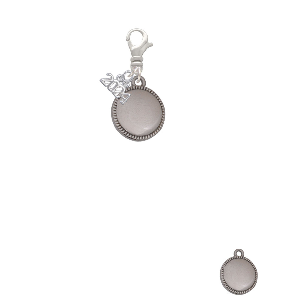 Delight Jewelry Stainless Steel Disc with Border Clip on Charm with Year 2024 Image 2
