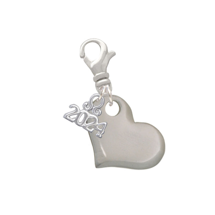 Delight Jewelry Stainless Steel Heart Clip on Charm with Year 2024 Image 1