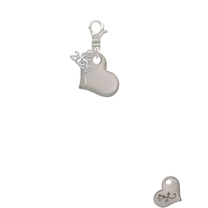 Delight Jewelry Stainless Steel Heart Clip on Charm with Year 2024 Image 2