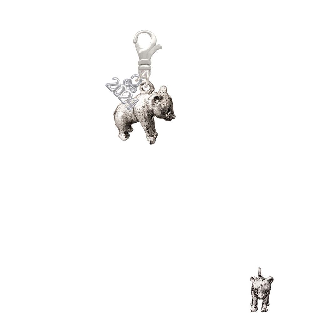 Delight Jewelry Silvertone Panda Bear Standing Clip on Charm with Year 2024 Image 2