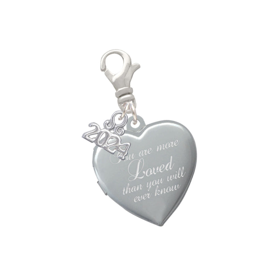 Delight Jewelry Silvertone You Are More Loved Engraved Locket Clip on Charm with Year 2024 Image 1