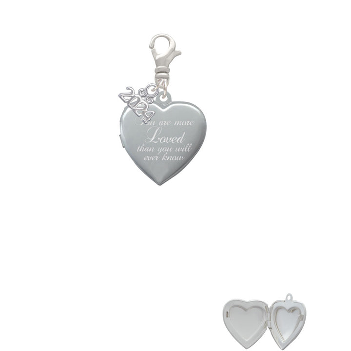 Delight Jewelry Silvertone You Are More Loved Engraved Locket Clip on Charm with Year 2024 Image 2