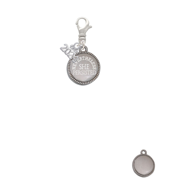 Delight Jewelry Stainless Steel Disc Nevertheless She Persisted Clip on Charm with Year 2024 Image 2