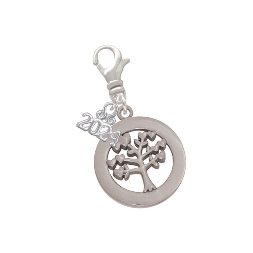 Delight Jewelry Stainless Steel Tree of Life in Eternity Ring - Clip on Charm with Year 2024 Image 1