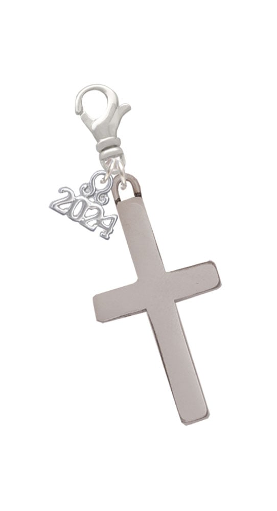 Delight Jewelry Stainless Steel 1.3" Cross - Clip on Charm with Year 2024 Image 1