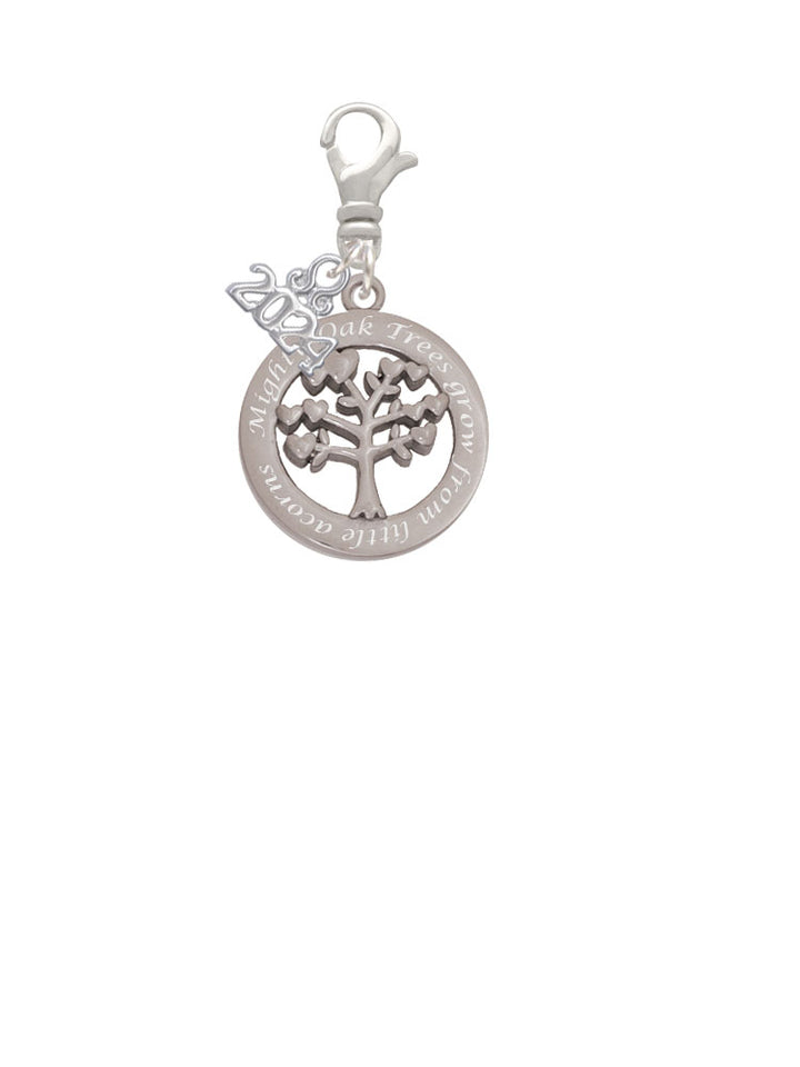 Delight Jewelry Stainless Steel Mighty Oak Tree of Life - Clip on Charm with Year 2024 Image 2