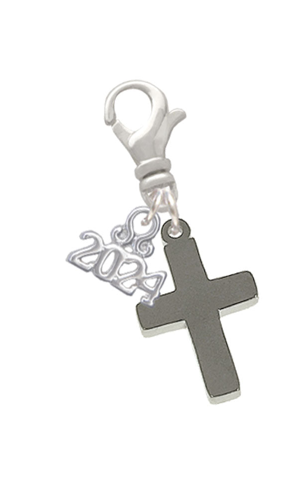 Delight Jewelry Stainless Steel 5/8" Cross - Clip on Charm with Year 2024 Image 1