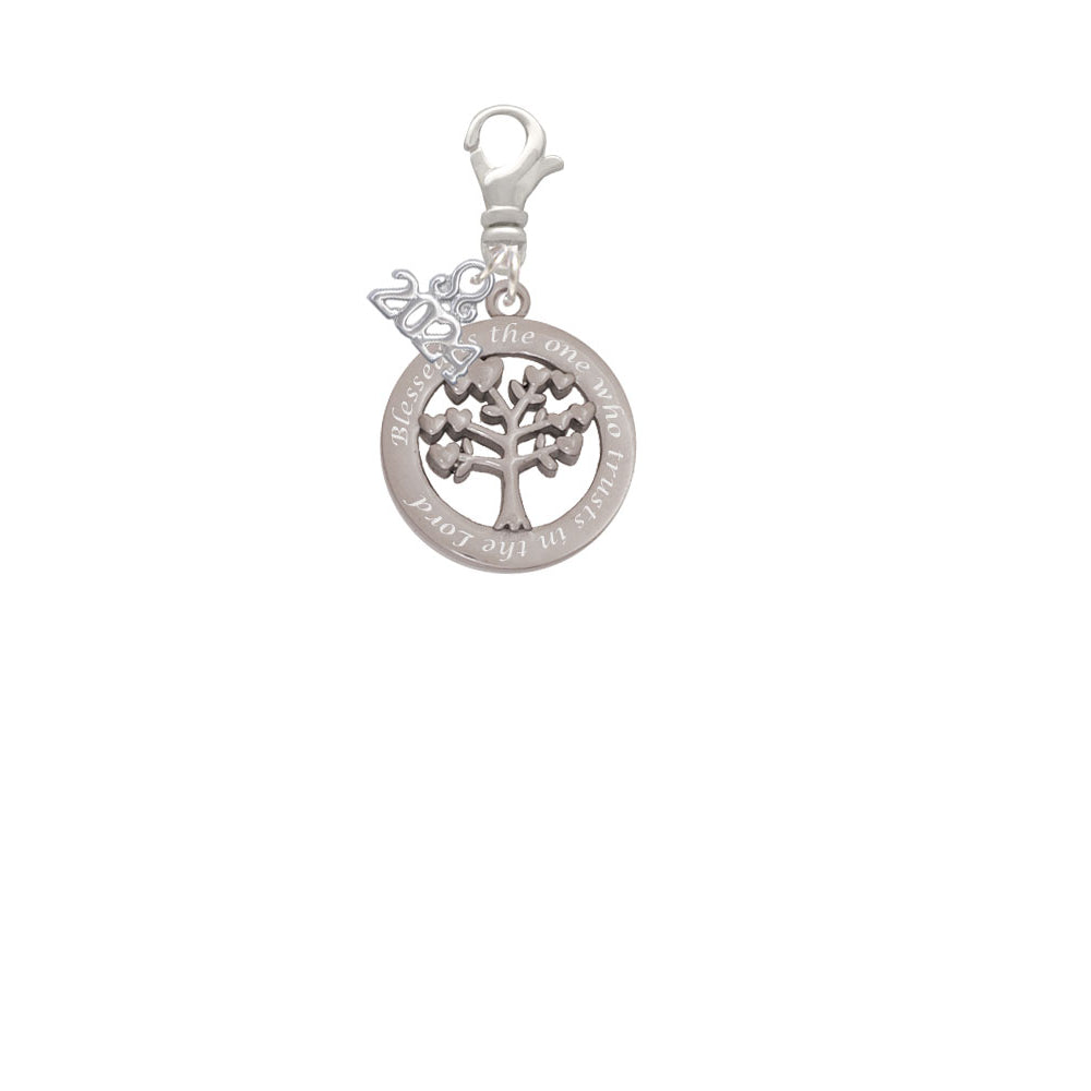 Delight Jewelry Stainless Steel Trust in the Lord Tree of Life - Clip on Charm with Year 2024 Image 2