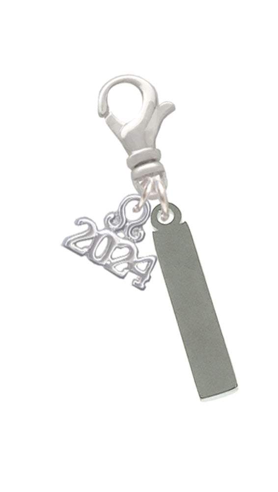 Delight Jewelry Stainless Steel Rectangular Blank Tag - Clip on Charm with Year 2024 Image 1