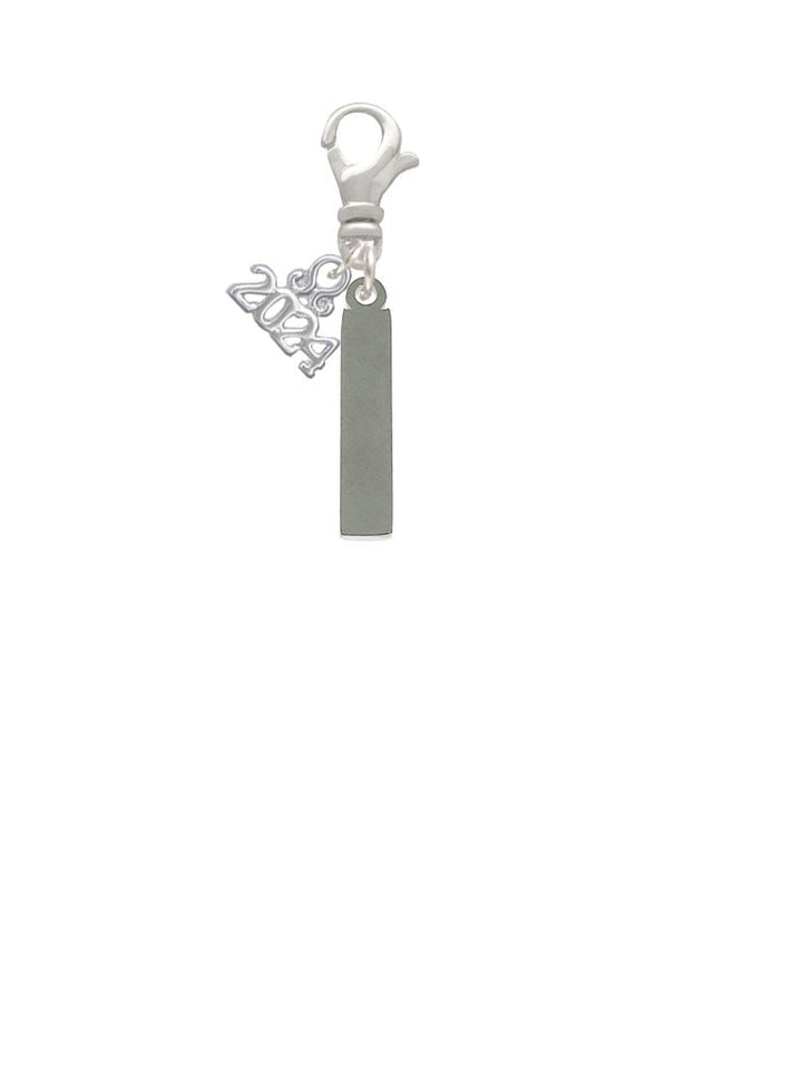 Delight Jewelry Stainless Steel Rectangular Blank Tag - Clip on Charm with Year 2024 Image 2