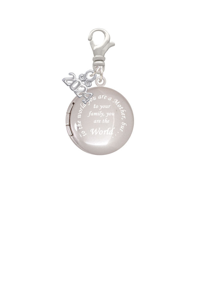 Delight Jewelry Silvertone To the World You are a Mother Round Locket Clip on Charm with Year 2024 Image 2