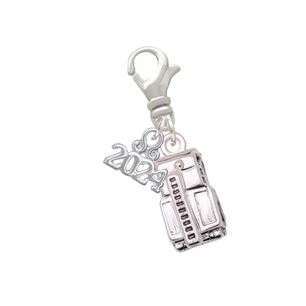 Delight Jewelry Silvertone 3-D Fire Engine - Clip on Charm with Year 2024 Image 1