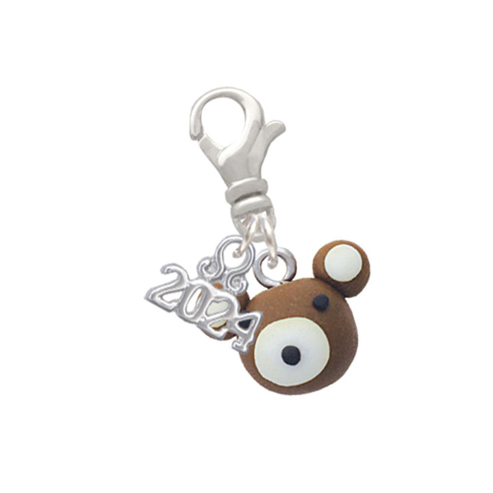Delight Jewelry Fimo Clay Teddy Bear Clip on Charm with Year 2024 Image 1