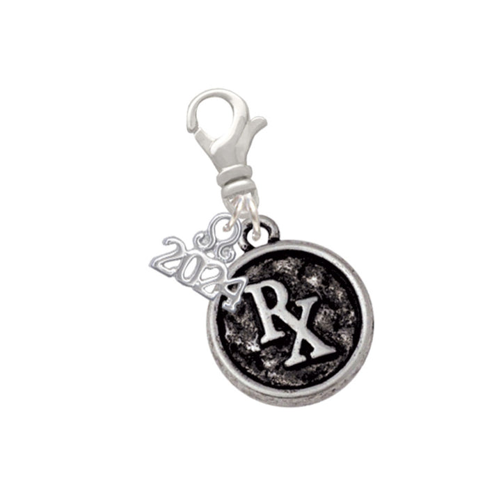 Delight Jewelry Silvertone Medical Caduceus Seal - Rx Clip on Charm with Year 2024 Image 1