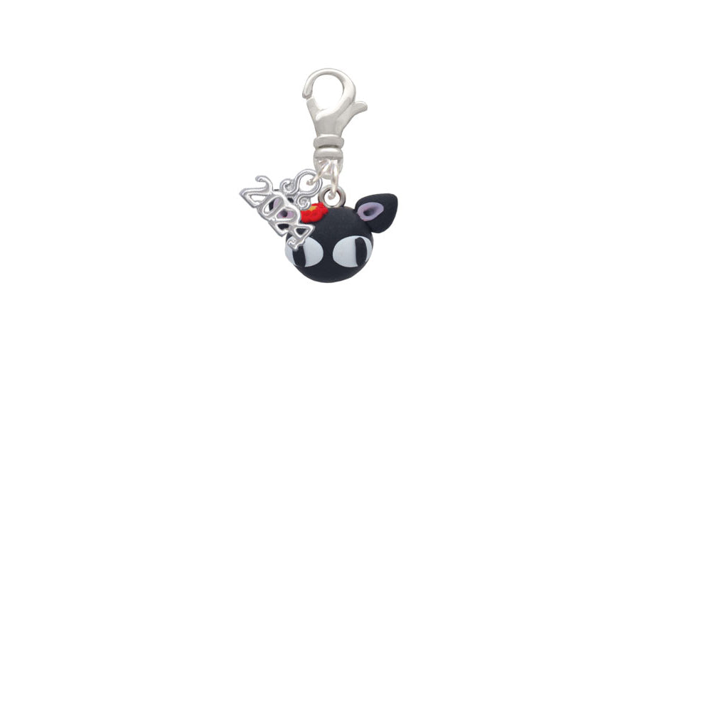 Delight Jewelry Fimo Clay Cute Kitty Clip on Charm with Year 2024 Image 2