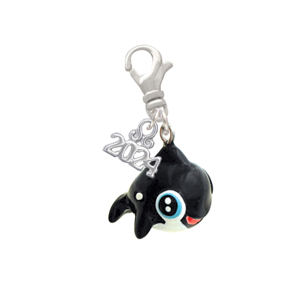 Delight Jewelry Resin Killer Whale Clip on Charm with Year 2024 Image 1