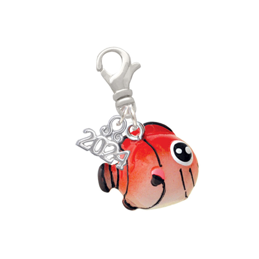 Delight Jewelry Resin Orange Fish Clip on Charm with Year 2024 Image 1