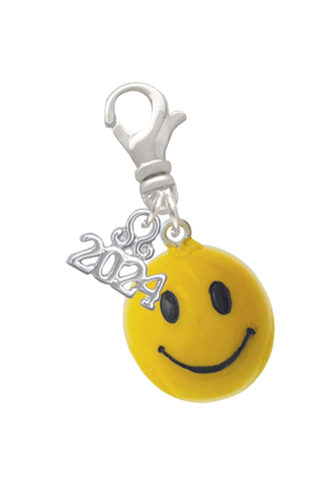 Delight Jewelry Resin Large 3-D Happy Face Clip on Charm with Year 2024 Image 1