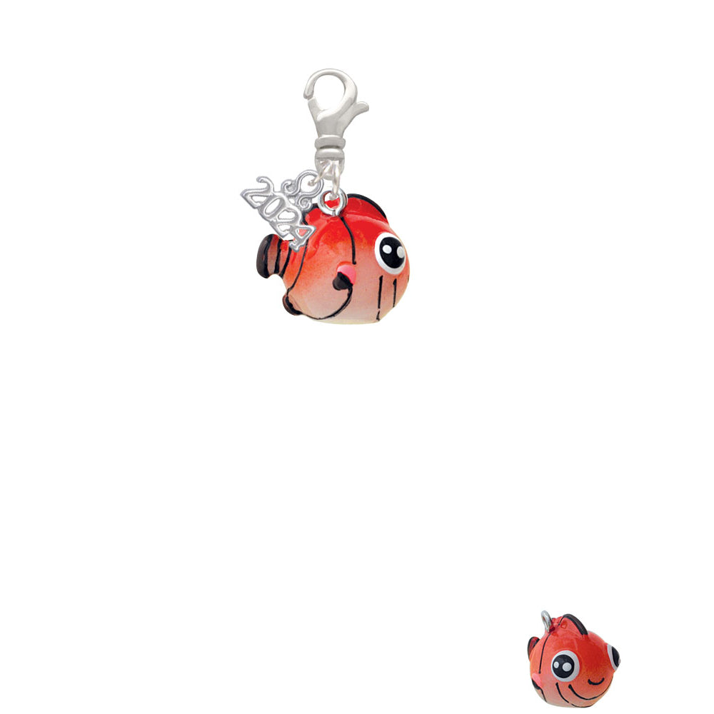Delight Jewelry Resin Orange Fish Clip on Charm with Year 2024 Image 2