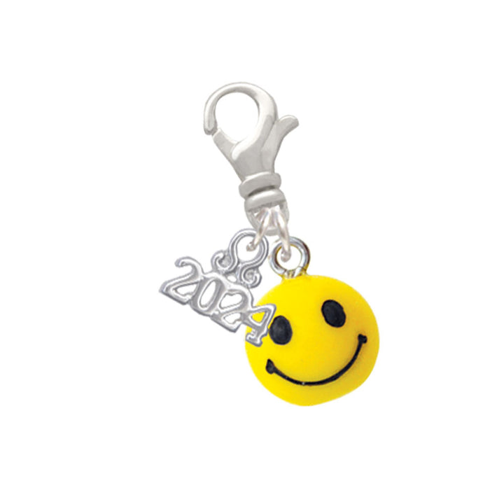 Delight Jewelry Resin Small 3-D Happy Face Clip on Charm with Year 2024 Image 1