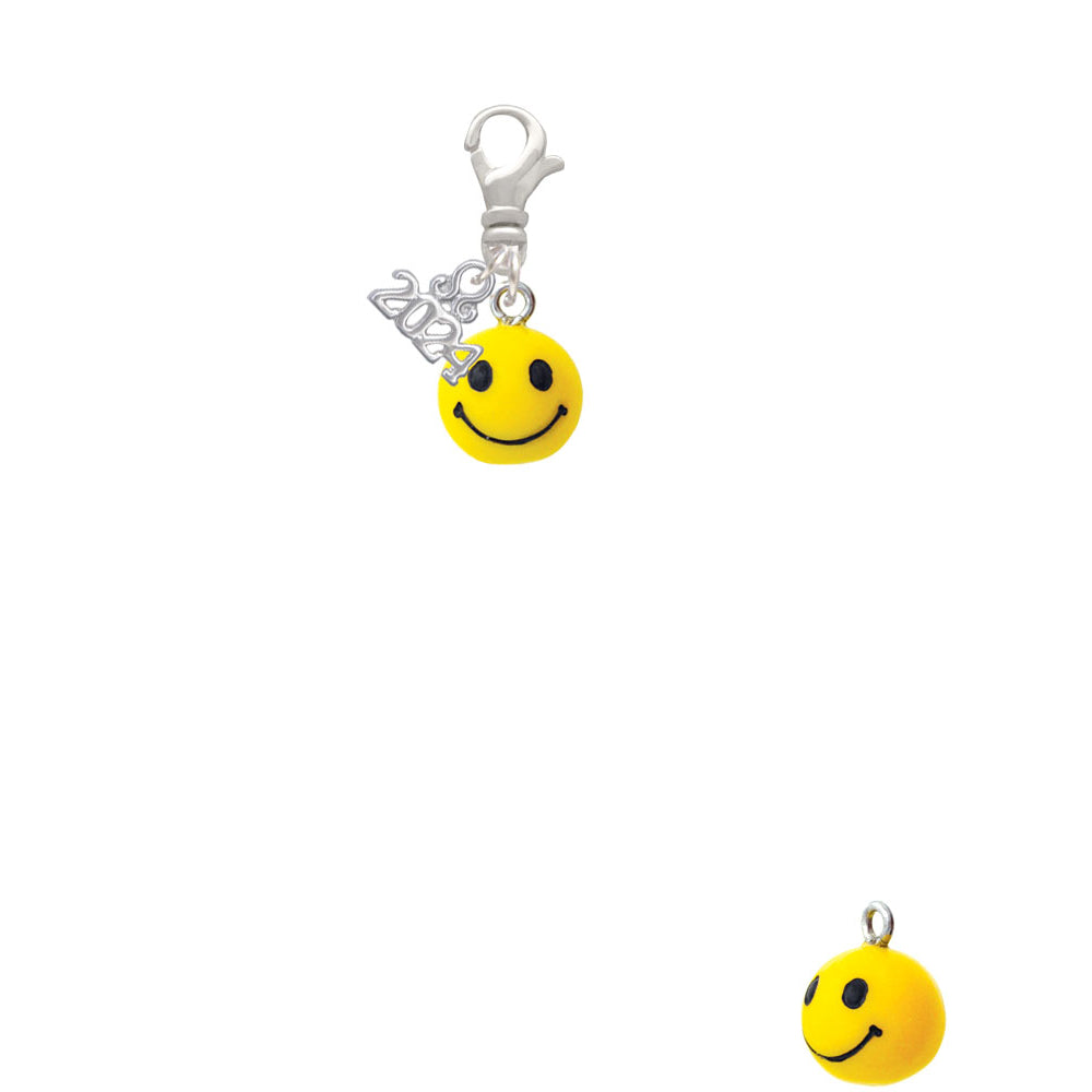 Delight Jewelry Resin Small 3-D Happy Face Clip on Charm with Year 2024 Image 2