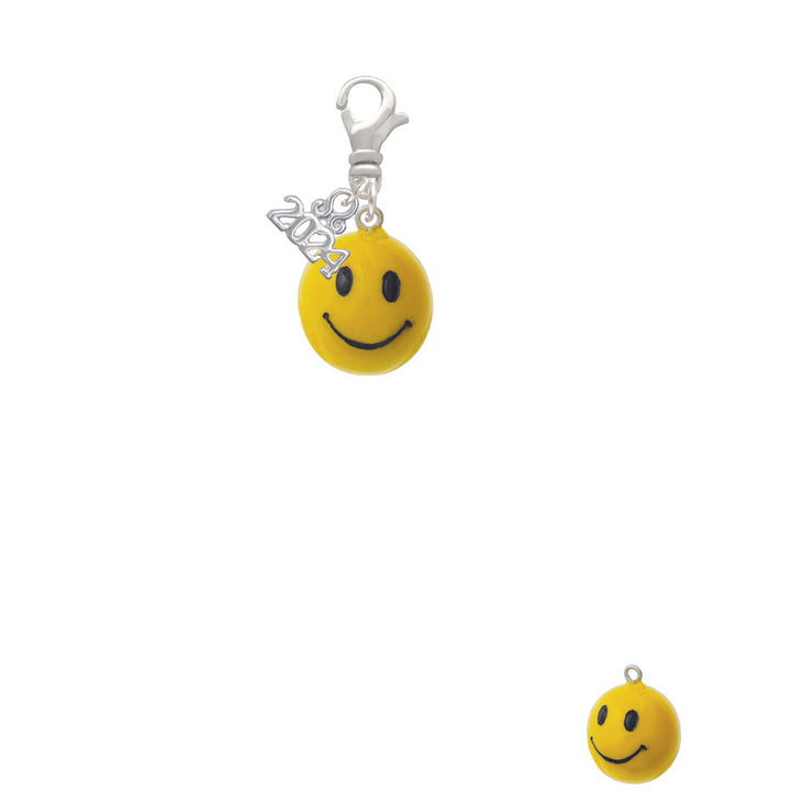 Delight Jewelry Resin Large 3-D Happy Face Clip on Charm with Year 2024 Image 2