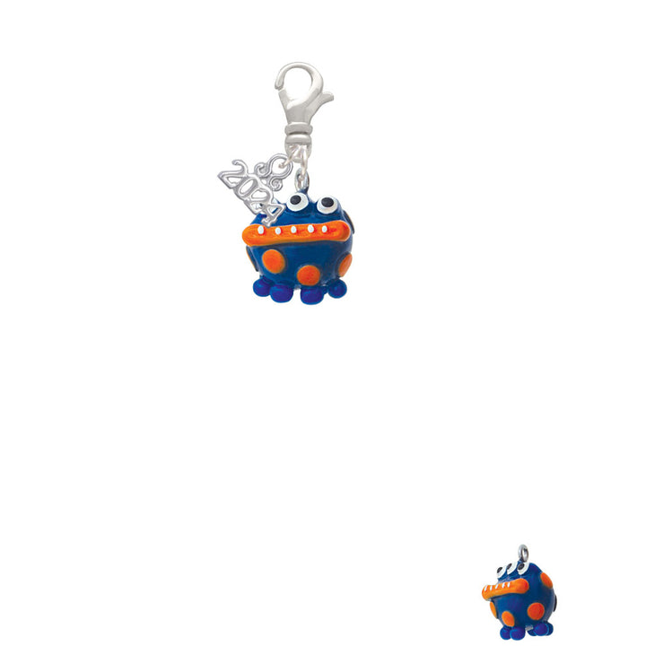 Delight Jewelry Resin Blue Alien with Orange Dots Clip on Charm with Year 2024 Image 2