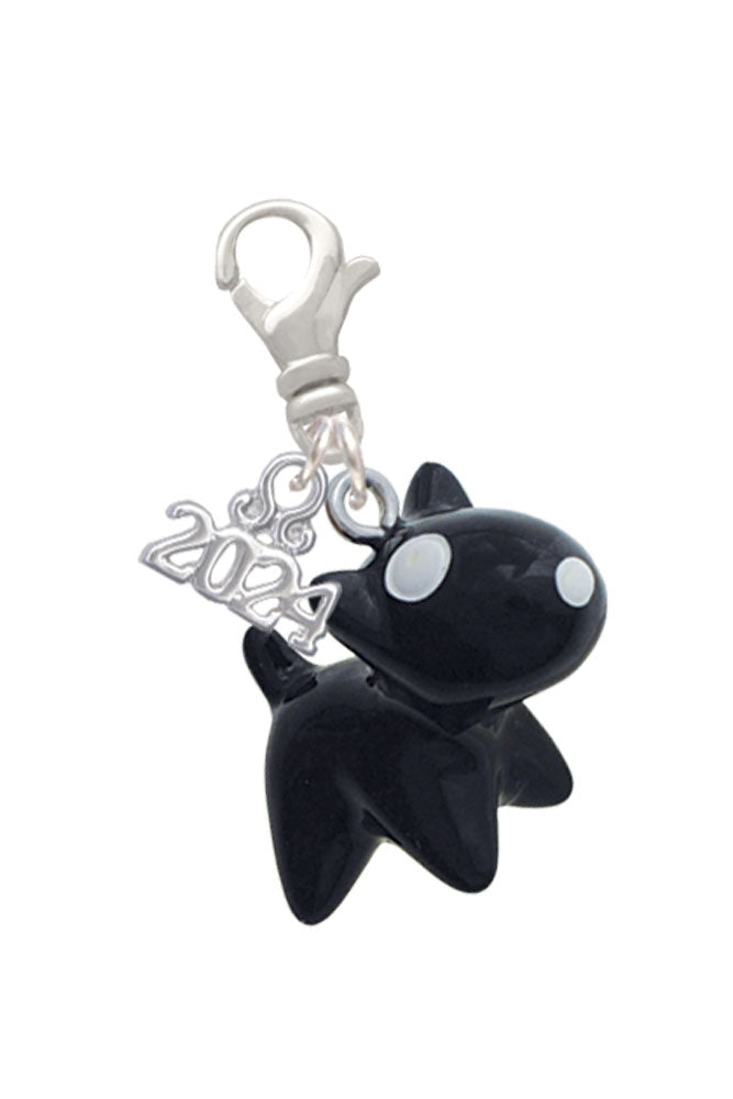 Delight Jewelry Resin Black Bull Terrier Dog Clip on Charm with Year 2024 Image 1