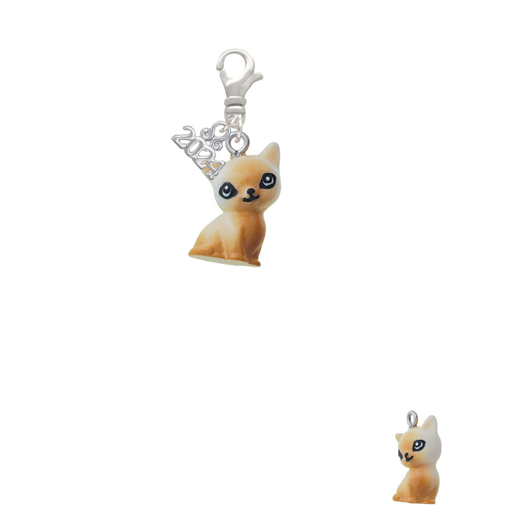 Delight Jewelry Resin Siamese Cat Clip on Charm with Year 2024 Image 2