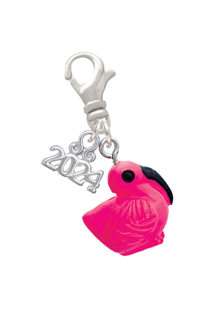 Delight Jewelry Resin Hot Pink Flamingo Clip on Charm with Year 2024 Image 1